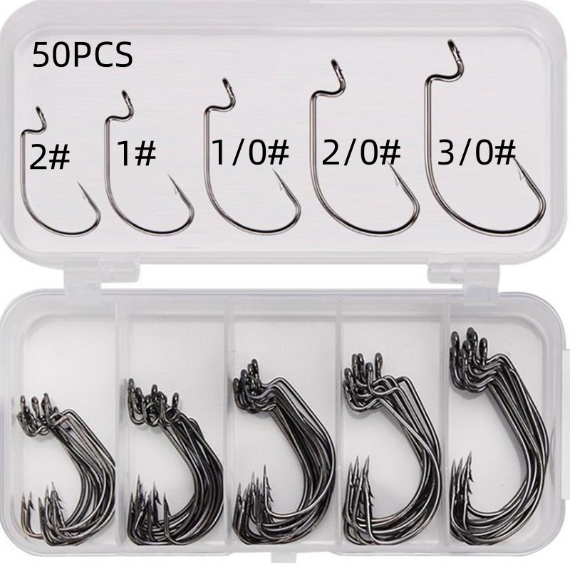 Fishing Hook Offset - 50Pcs/Box High Carbon Steel Fishing Hooks