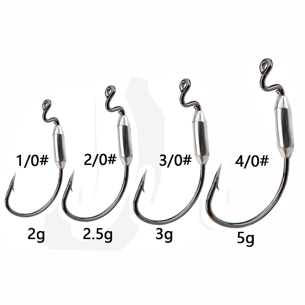 5pcs Soft Worm Lure 1/0# 2/0#  - Fishing Hook Offset ulasan dan harga
