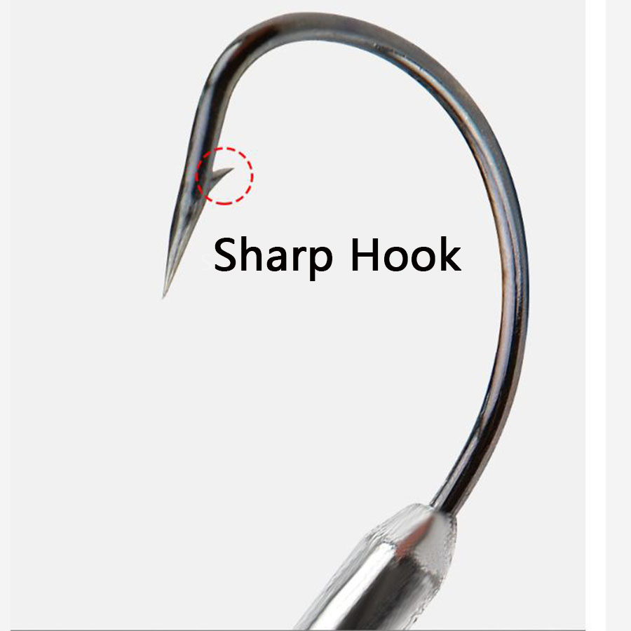 5pcs Soft Worm Lure 1/0# 2/0#  - Fishing Hook Offset ulasan dan harga