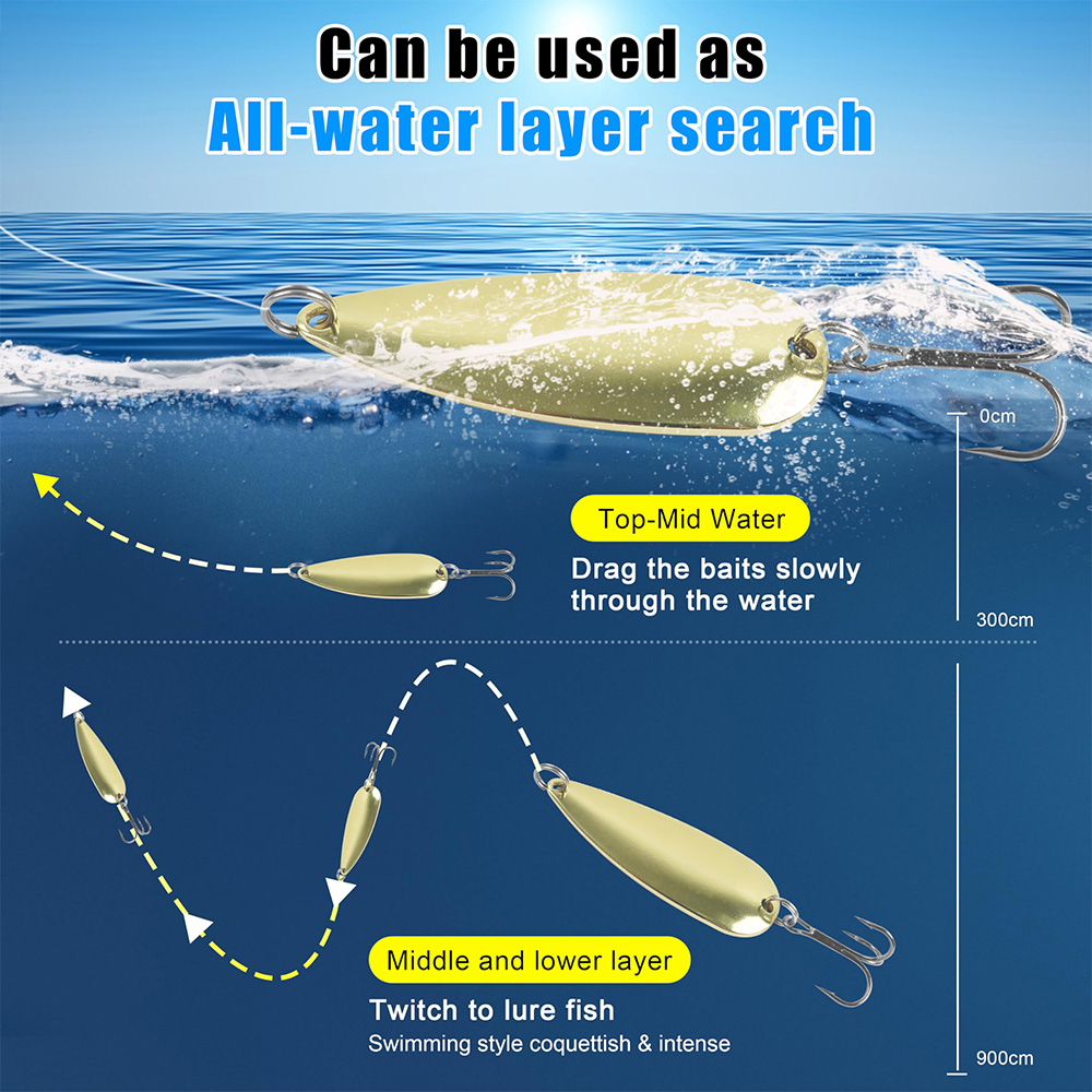 5Pcs Fishing Spoons Metal Fish - Fishing Hook Treble ulasan dan harga