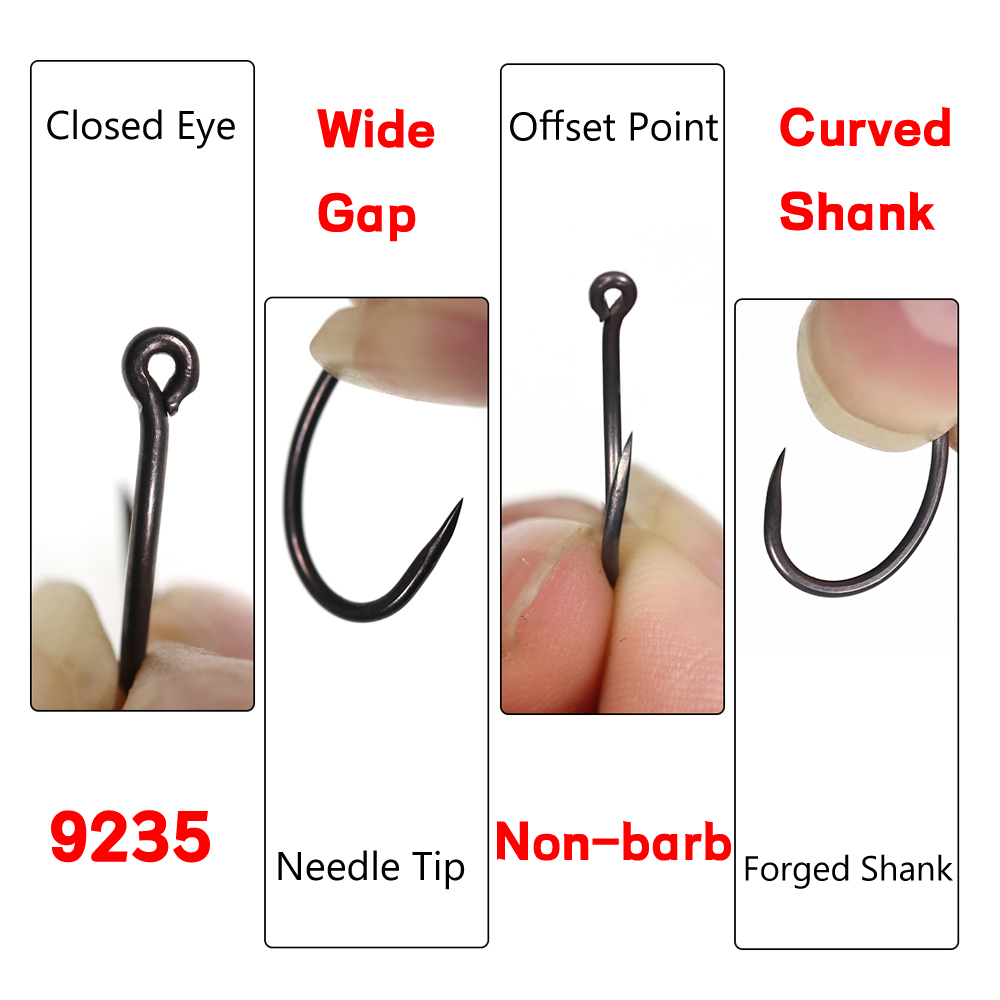 50PCS Matt Black Carp Fishing  - Fishing Hook Barbless ulasan dan harga