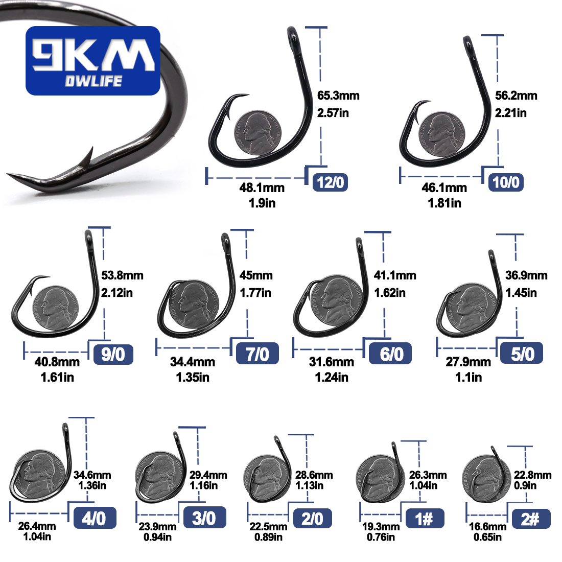 9KM Circle Hooks 25~50Pcs Salt - Fishing Hook Offset ulasan dan harga