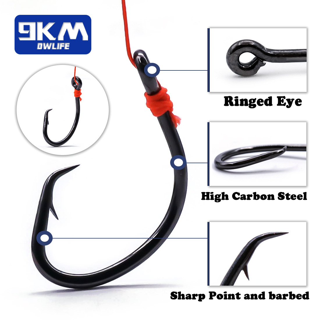 9KM Circle Hooks 25~50Pcs Salt - Fishing Hook Offset ulasan dan harga