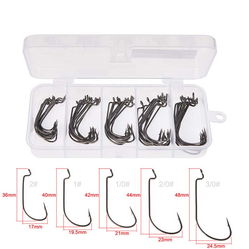 50Pcs/Box High Carbon Steel Fi - Fishing Hook Offset ulasan dan harga