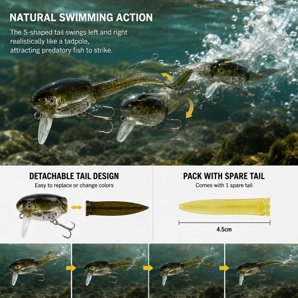 1pcs Tadpole Hard Bait Fishing - Fishing Hook Treble ulasan dan harga